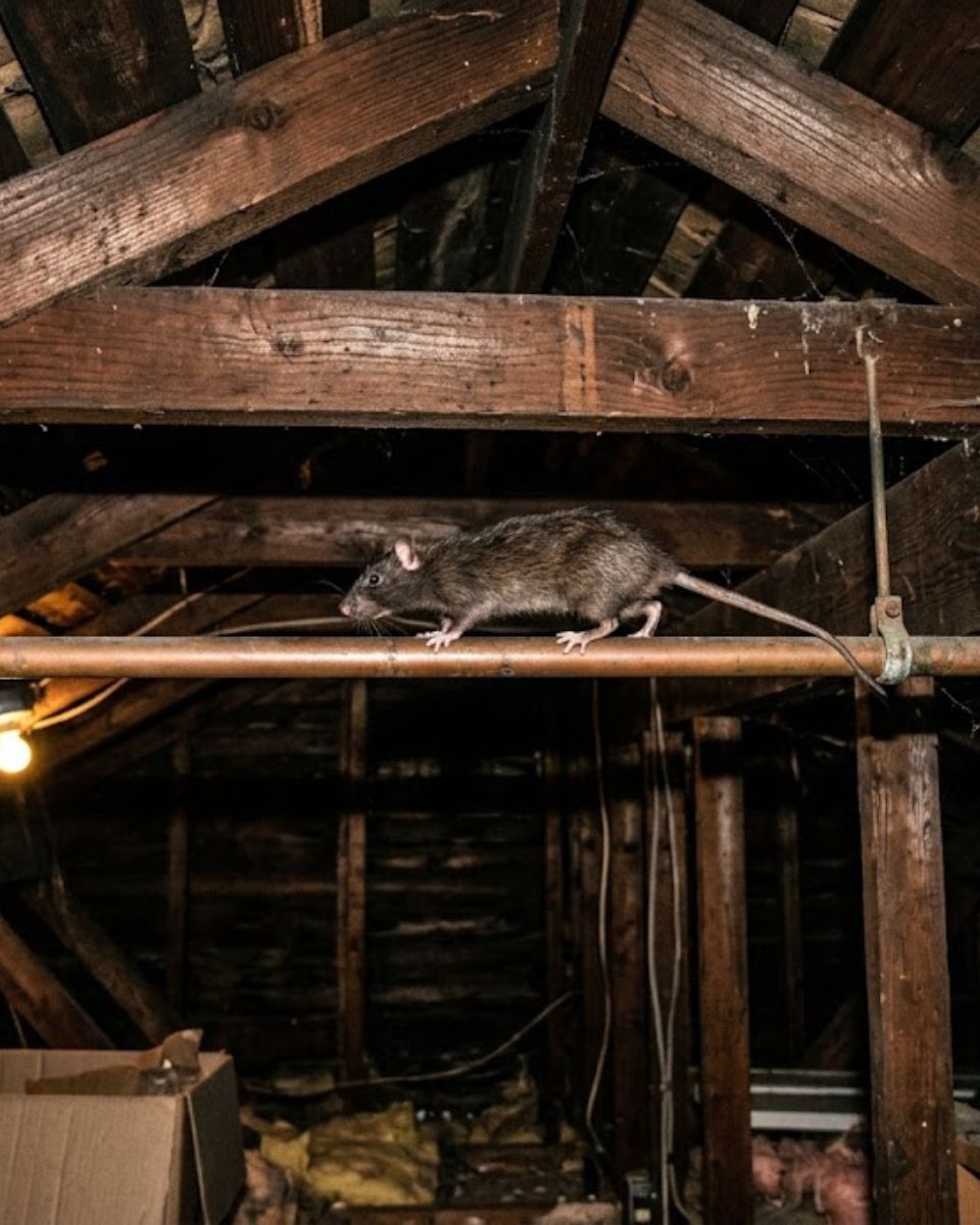 Roof rat removal — open gable vent entry point at a Waco attic
